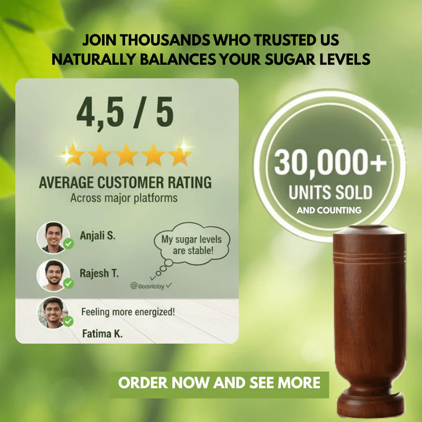 Sugar Balance Vijaysar Wood Glass